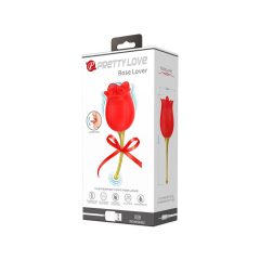   Pretty Love Rose Lover - klitorisni vibrator 2v1 z jezikom (rdeča)