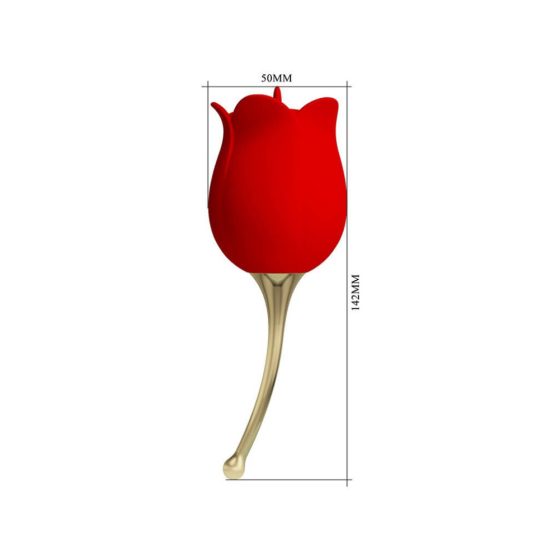 Pretty Love Rose Lover - klitorisni vibrator 2v1 z jezikom (rdeča)