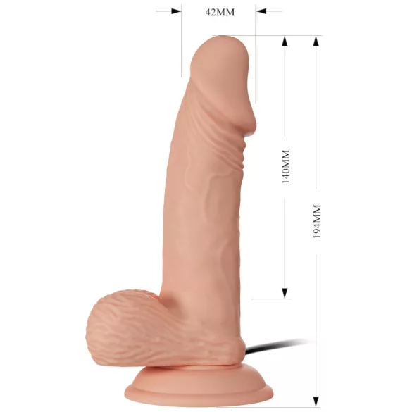 Baile Zebulon - realistični vibrirajoči penis z modami - 19cm - naravna barva