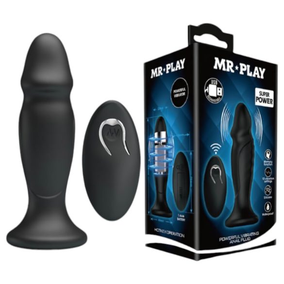 MR. PLAY - analni vibrator na polnjenje z daljinskim upravljalnikom - črn
