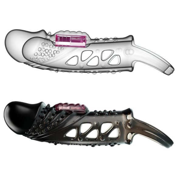 Pretty Love Cecelia - erekcijski obroč s penis ovitkom - vibracijski - črn