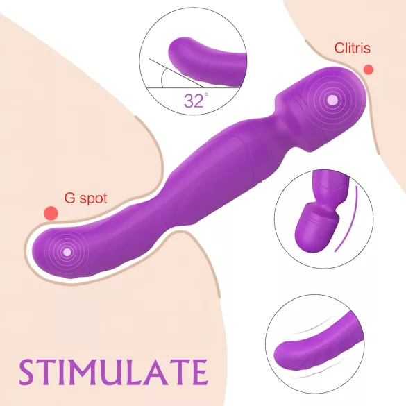 Sex HD Iris - vibrator za masažo z grelcem in 2 motorjema - vijoličen