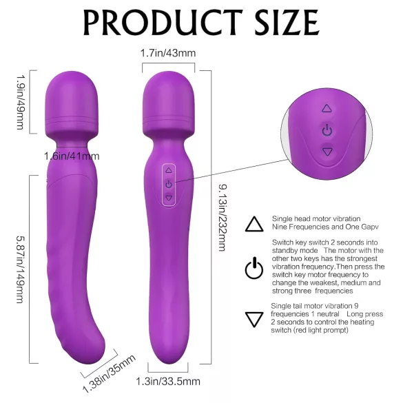 Sex HD Iris - vibrator za masažo z grelcem in 2 motorjema - vijoličen
