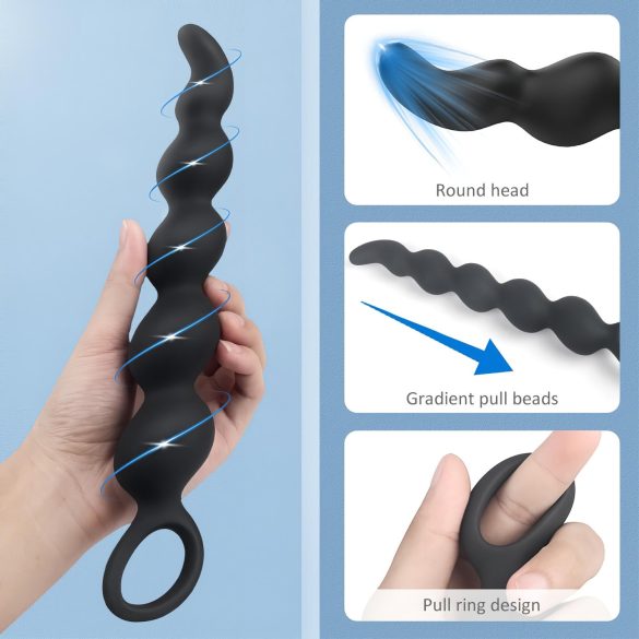 Sex HD Steven - analni dildo z biseri - črna