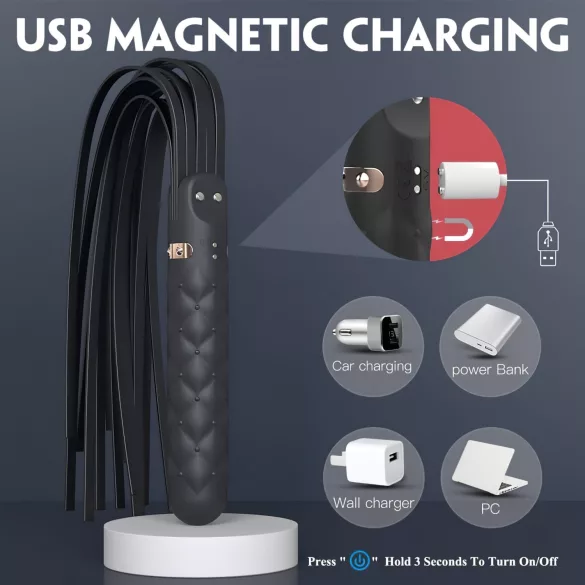 Sex HD Bloody Mary - vibrator z baterijo - vodoodporen - črn - bič