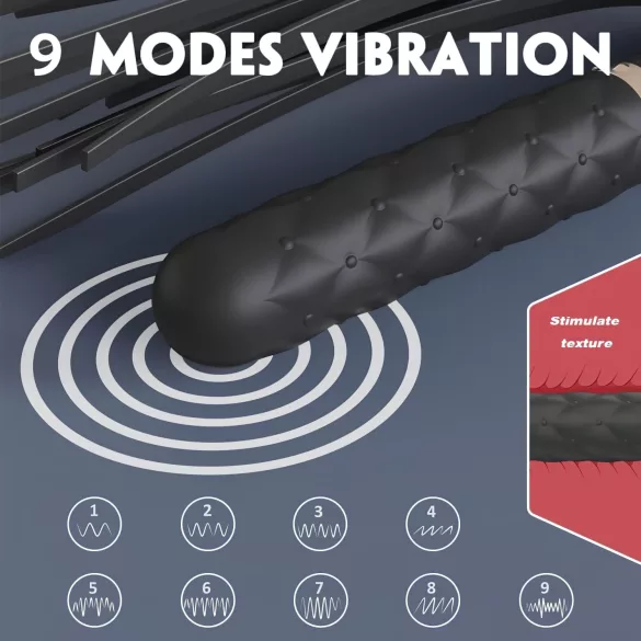 Sex HD Bloody Mary - vibrator z baterijo - vodoodporen - črn - bič