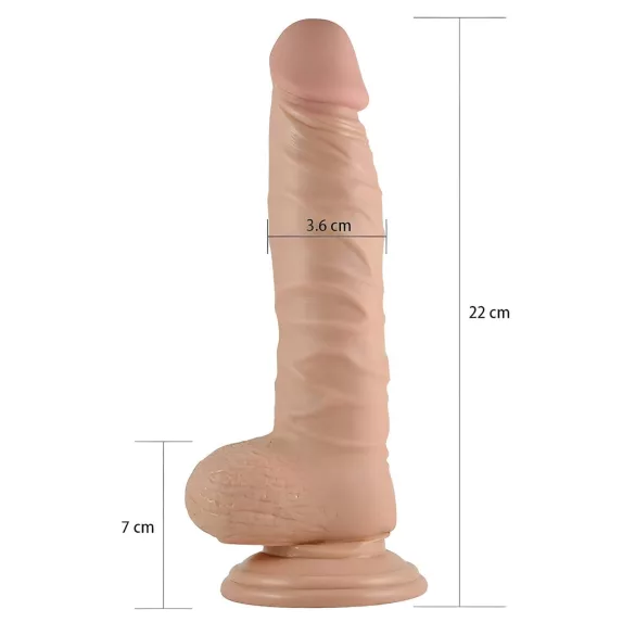 Lovetoy Real Extreme - dildo z vakuumsko osnovo - 21 cm - naravna barva