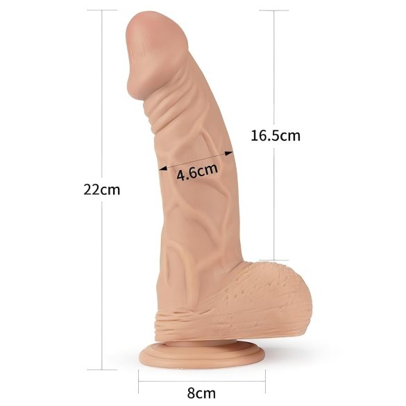 Lovetoy Real Extreme - dildo z vakuumskim nastavkom - 23 cm - kožna barva