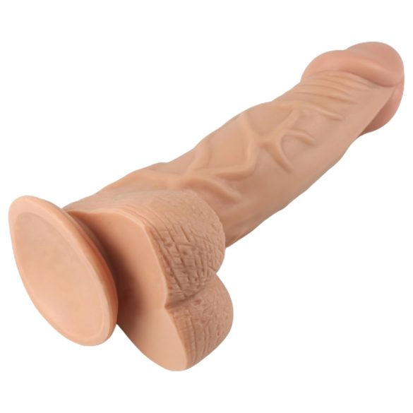 Lovetoy Real Extreme - dildo z vakuumskim nastavkom - 23 cm - kožna barva