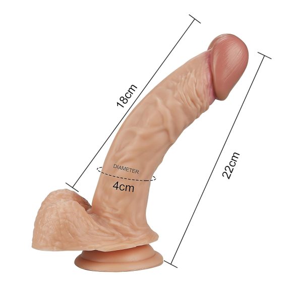 Lovetoy Real Extreme - dildo za G-točko - realističen - 21 cm - natur