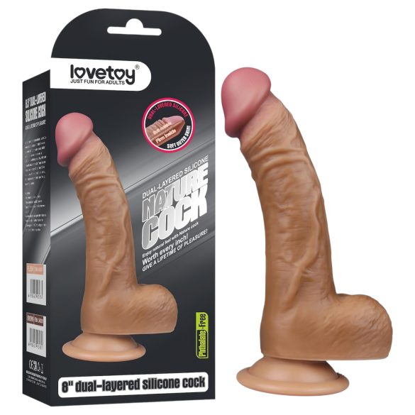 Lovetoy - realistični ukrivljen dildo - 20 cm - natur