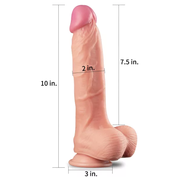 Lovetoy Nature Cock - realistični dildo z dvojnim slojem - 25 cm - naravno