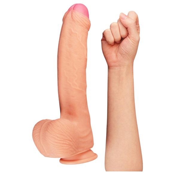 Lovetoy Nature Cock - realistični dildo z dvojnim slojem - 28 cm - kožna barva