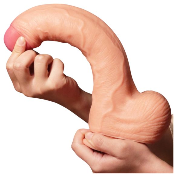 Lovetoy Nature Cock - realistični dildo z dvojnim slojem - 28 cm - kožna barva