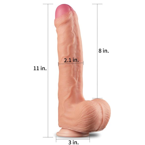 Lovetoy Nature Cock - realistični dildo z dvojnim slojem - 28 cm - kožna barva