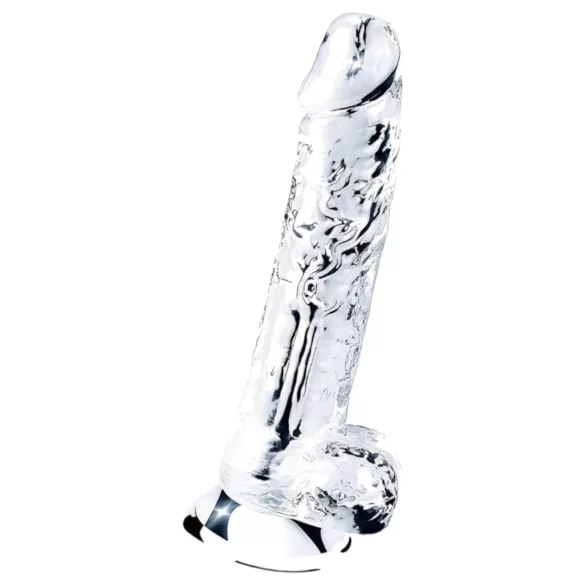 Lovetoy - dildo z vakuumsko prisedo - 19 cm - prozoren