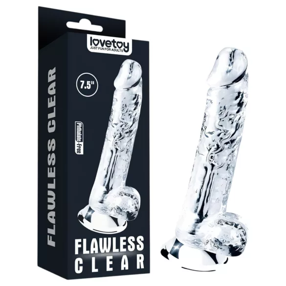 Lovetoy - dildo z vakuumsko prisedo - 19 cm - prozoren