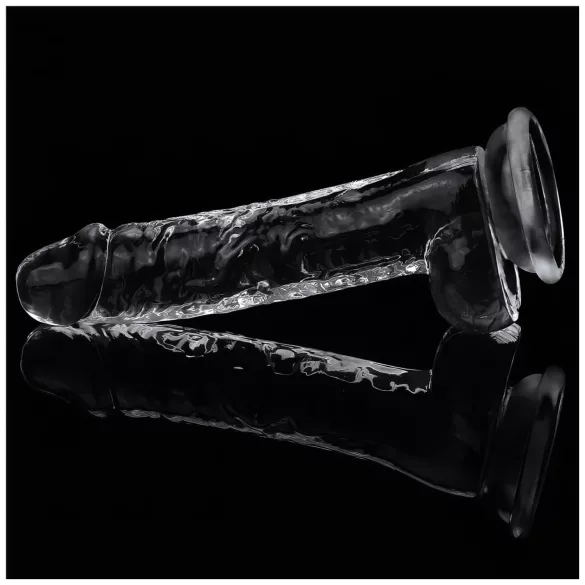 Lovetoy - dildo z vakuumsko prisedo - 19 cm - prozoren