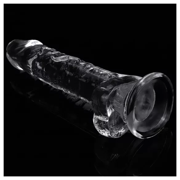 Lovetoy - dildo z vakuumsko prisedo - 19 cm - prozoren