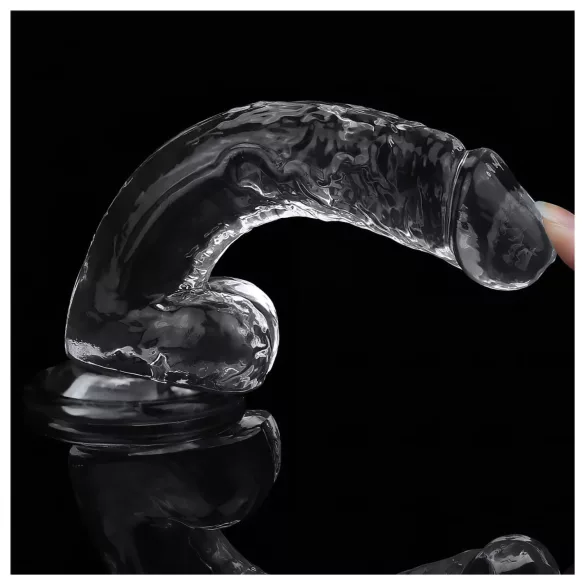 Lovetoy - dildo z vakuumsko prisedo - 19 cm - prozoren
