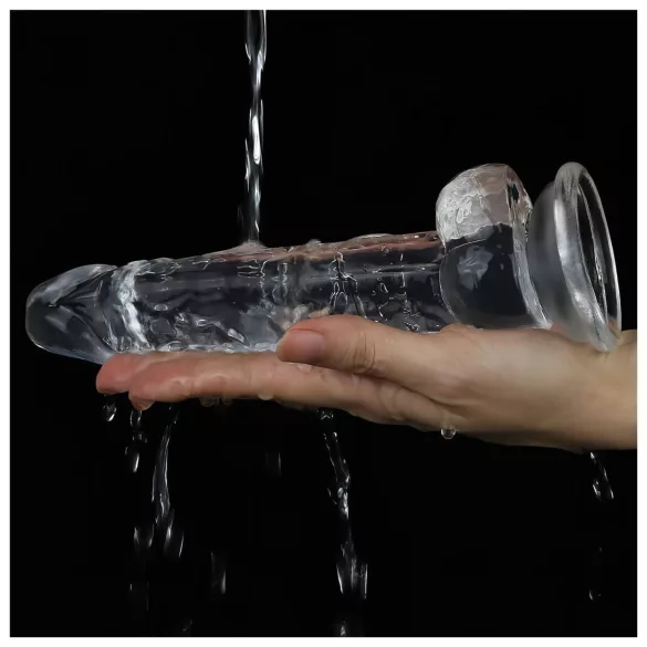 Lovetoy - dildo z vakuumsko prisedo - 19 cm - prozoren