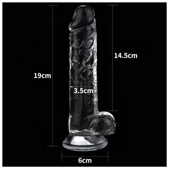Lovetoy - dildo z vakuumsko prisedo - 19 cm - prozoren
