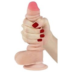 Lovetoy Sliding-Skin - dvoslojni dildo - 18 cm (naravno)