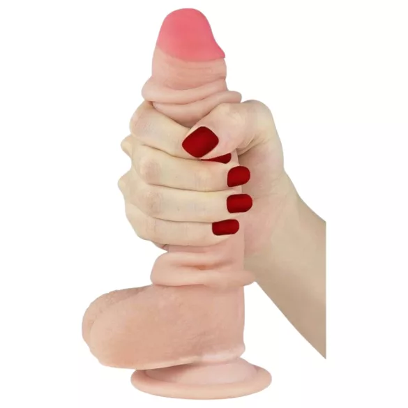 Lovetoy - dildo z dvojnim slojem - 18 cm - naravna barva