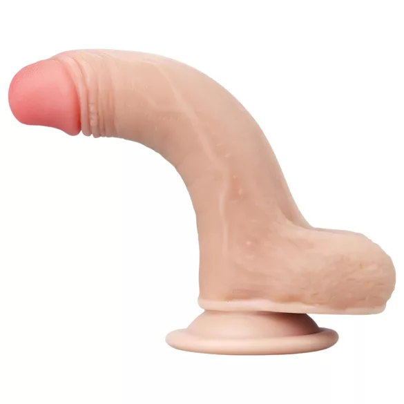 Lovetoy - dildo z dvojnim slojem - 18 cm - naravna barva