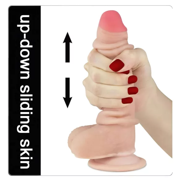 Lovetoy - dildo z dvojnim slojem - 18 cm - naravna barva