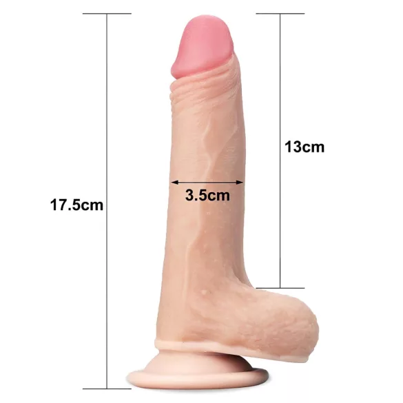 Lovetoy - dildo z dvojnim slojem - 18 cm - naravna barva