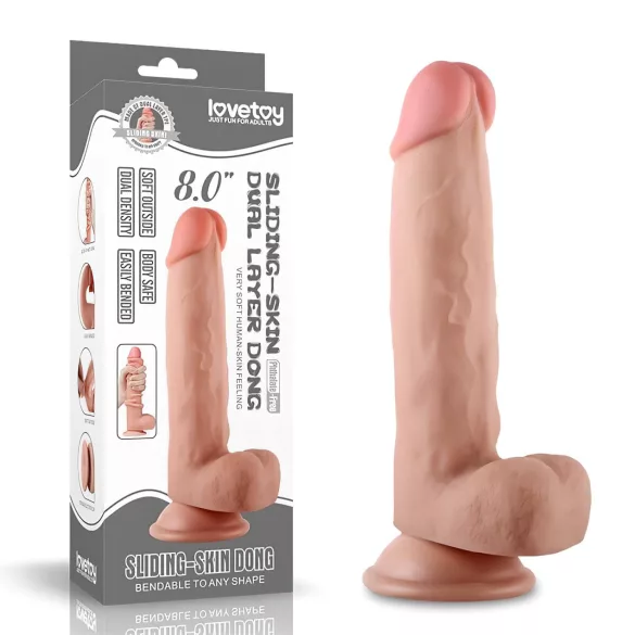 Lovetoy - dvoplastni dildo - realističen občutek - 21 cm naravna barva