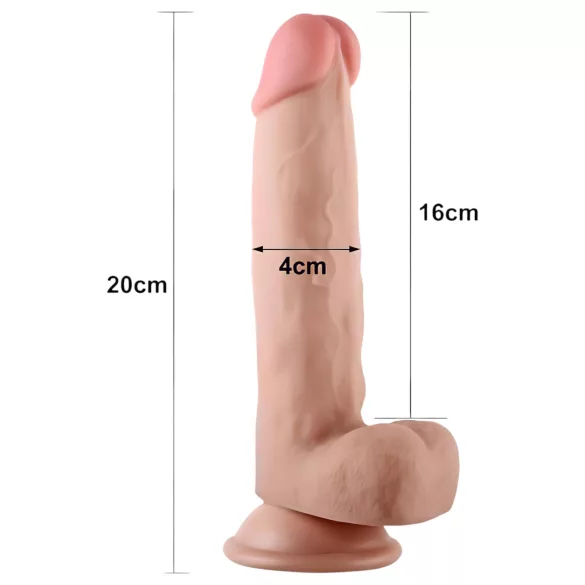 Lovetoy - dvoplastni dildo - realističen občutek - 21 cm naravna barva