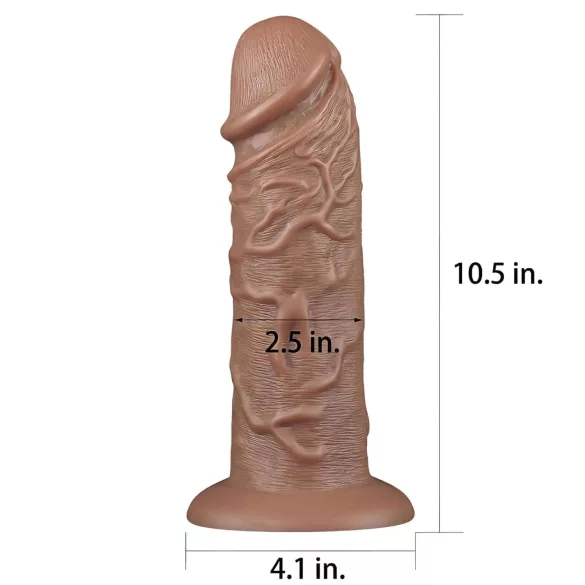 Lovetoy Chubby - realistični dildo z vakuumskim držalom - 25 cm - naravna barva