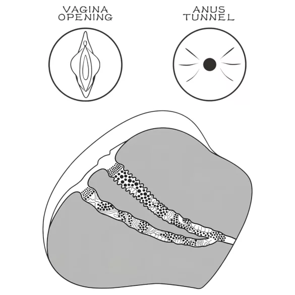 Lovetoy - masturbator torzo vagina in zadnjica - naravna barva