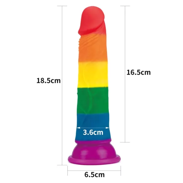 Lovetoy Prider - realistični dildo - 19 cm - mavrični