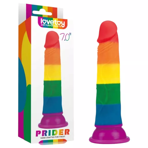 Lovetoy Prider - realistični dildo - 19 cm - mavrični