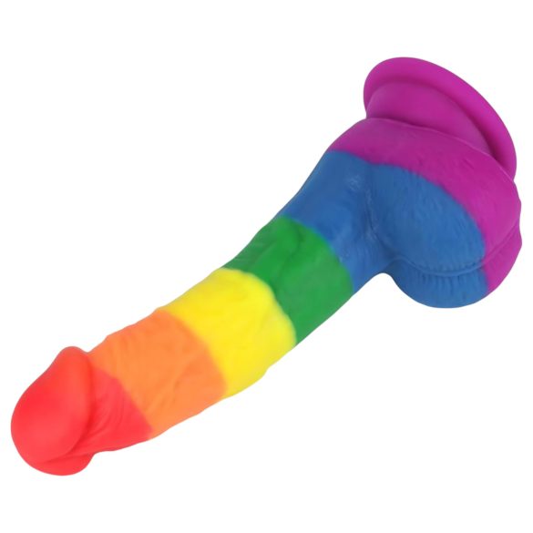 Lovetoy Prider - realistično silikonsko dildo - 19 cm (mavrica)
