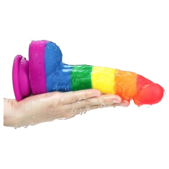 Lovetoy Prider - realistično silikonsko dildo - 19 cm (mavrica)