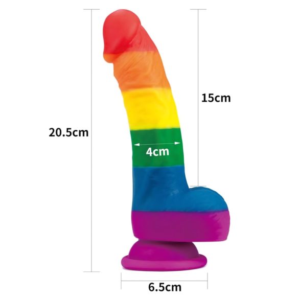 Lovetoy Prider - realistično silikonsko dildo - 19 cm (mavrica)