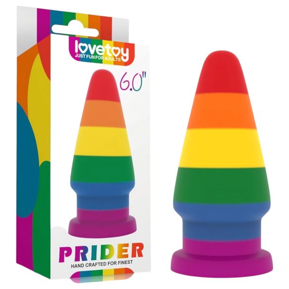 Lovetoy Prider - analni čep za razširjanje - 15 cm mavrični