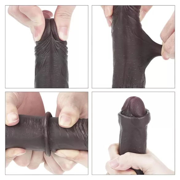 Lovetoy Sliding-Skin - dvoplastni dildo - 18 cm (rjav)