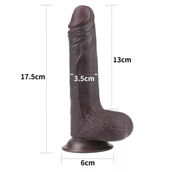 Lovetoy Sliding-Skin - dvoplastni dildo - 18 cm (rjav)
