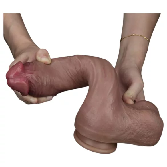 Lovetoy Nature Cock - realistični dildo - dvojna plast - 26 cm - nevtralna barva