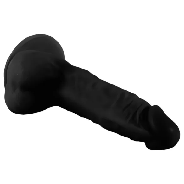 Mr. Rude - dildo z modrcem in testisi - realističen - 19 cm - črn