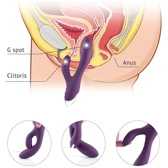 Tracy's Dog - zajčji vibrator z dodatkom za klitoris - vodoodporno - vijoličen