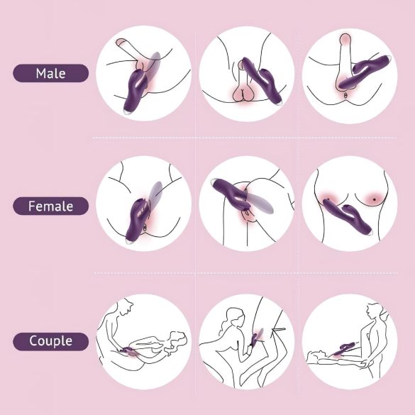 Tracy's Dog - zajčji vibrator z dodatkom za klitoris - vodoodporno - vijoličen