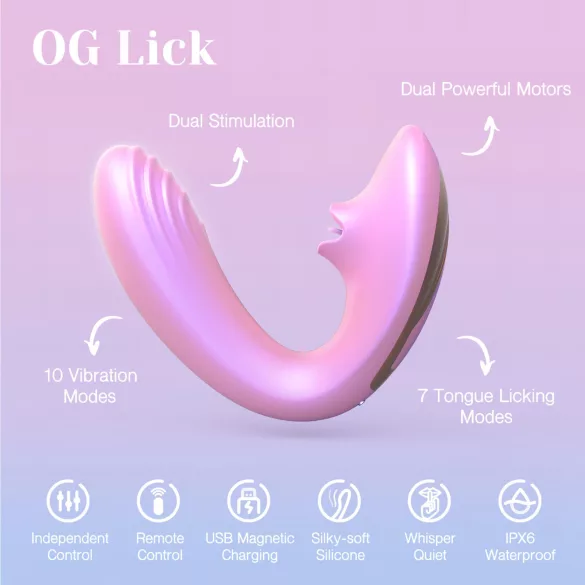 Tracy's Dog OG Lick - vibrator za točko G in vibrator za klitoris (roza)