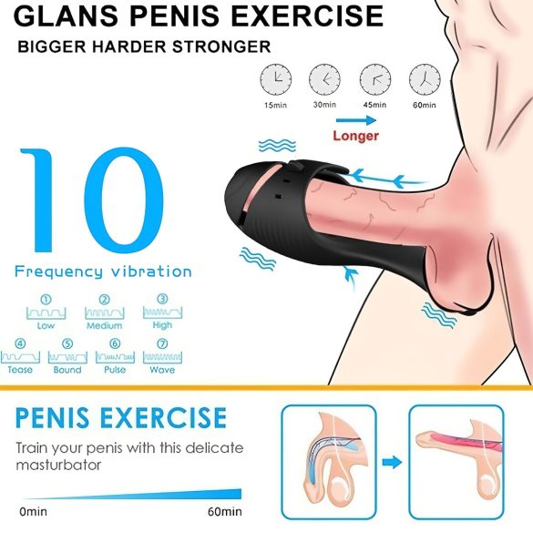 Leopard - akumulatorski vibrator za moške (črn)