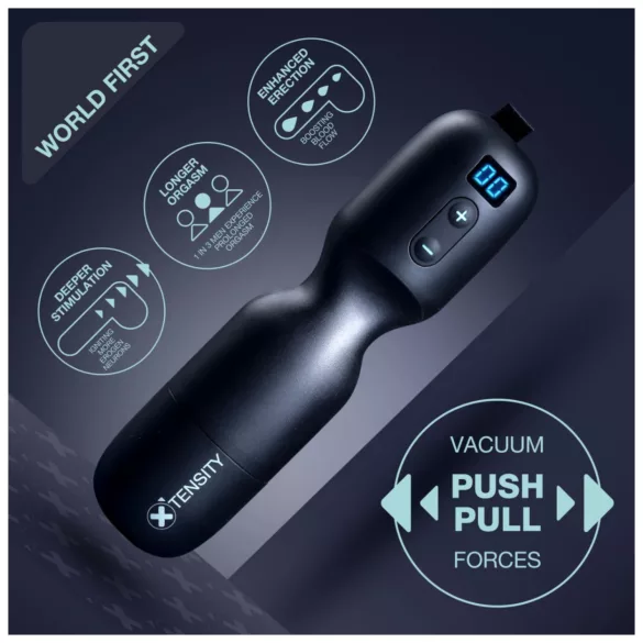 Xtensity 1 - masturbator z vakumom in pulziranjem - črn
